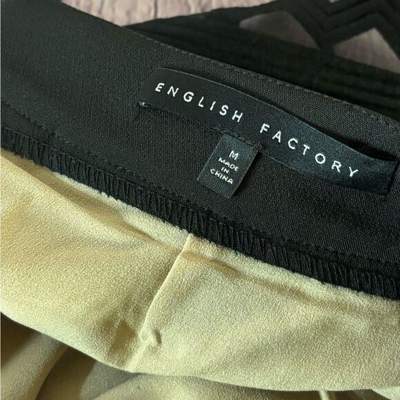 English Factory Black Chevron Sheer Lined Whimsigoth Box Pleat Skirt Size M - Picture 4 of 9